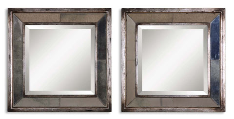 Uttermost Davion Squares Silver Mirror Set/2 13555 B - BathVault