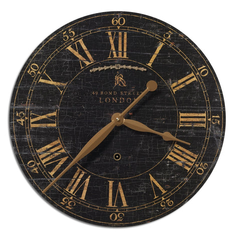 Uttermost Bond Street 18" Black Wall Clock 06029 - BathVault