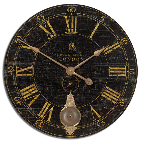 Uttermost Bond Street 30" Black Wall Clock 06030 - BathVault