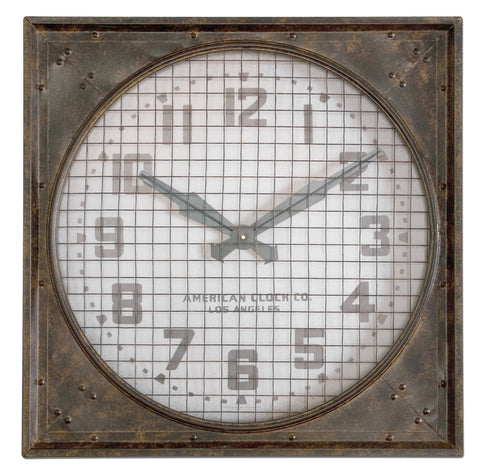 Uttermost Warehouse Wall Clock W/ Grill 06083 - BathVault