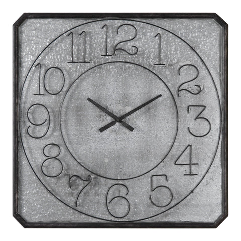 Uttermost Dominic Galvanized Metal Wall Clock 06436 - BathVault