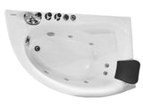 Eago 59 in. Acrylic Left Drain Corner Apron Front Whirlpool Bathtub in White - BathVault