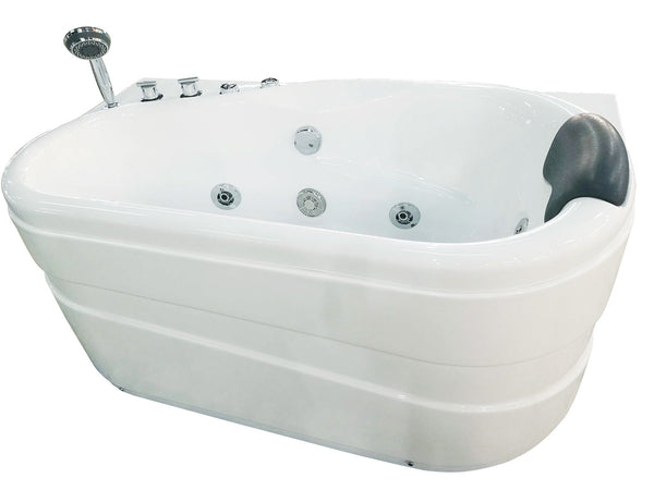 Eago AM175-L 57 in. Acrylic Flatbottom Whirlpool Bathtub in White - BathVault