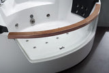 Eago 59 in. Acrylic Offset Drain Corner Apron Front Whirlpool Bathtub in White - BathVault