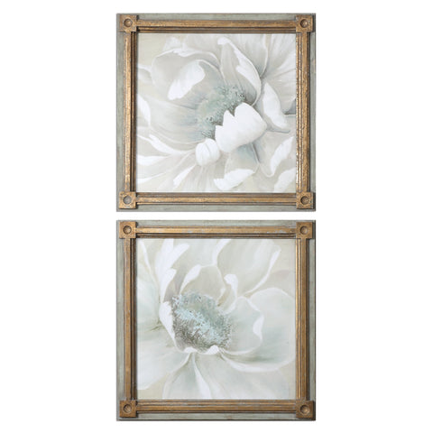 Uttermost Winter Blooms Floral Art S/2 35241 - BathVault