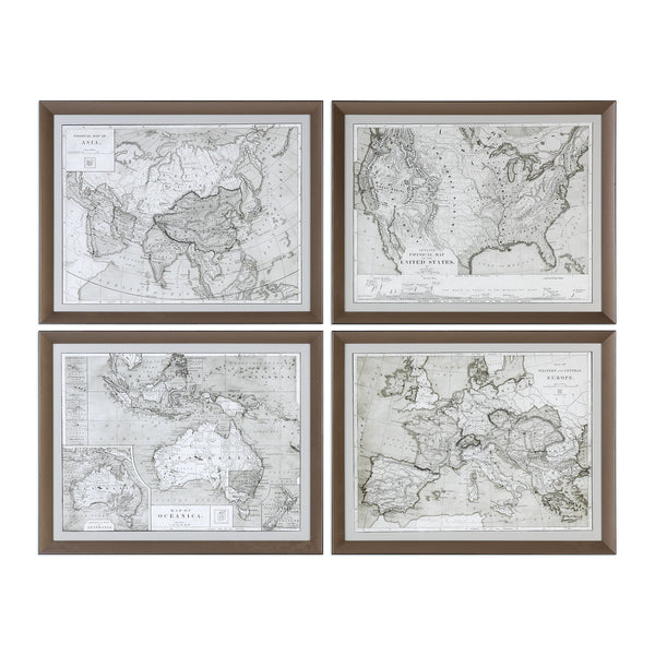 Uttermost World Maps Framed Prints S/4 33639 - BathVault