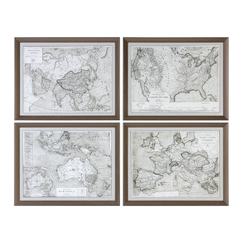 Uttermost World Maps Framed Prints S/4 33639 - BathVault