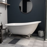 Cambridge 61 Inch Wide Acrylic Slipper Clawfoot Tub No Holes – ASTX61
