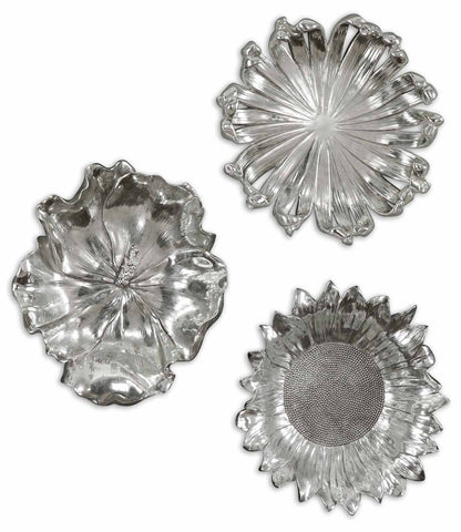 Uttermost Silver Flowers Wall Art, Set/3 08503 - BathVault