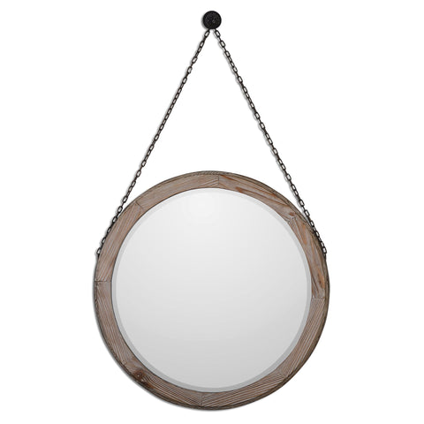 Uttermost Loughlin Round Wood Mirror 07656 - BathVault