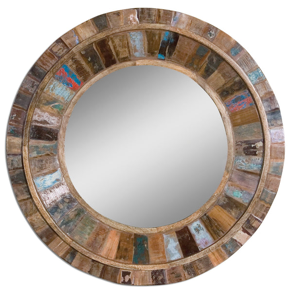 Uttermost Jeremiah Round Wood Mirror 04017 - BathVault