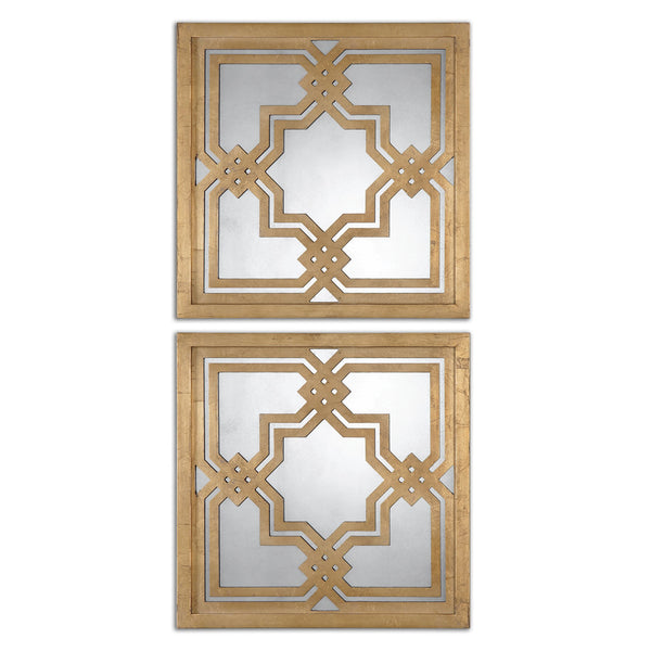 Uttermost Piazzale Gold Square Mirrors S/2 13865 - BathVault