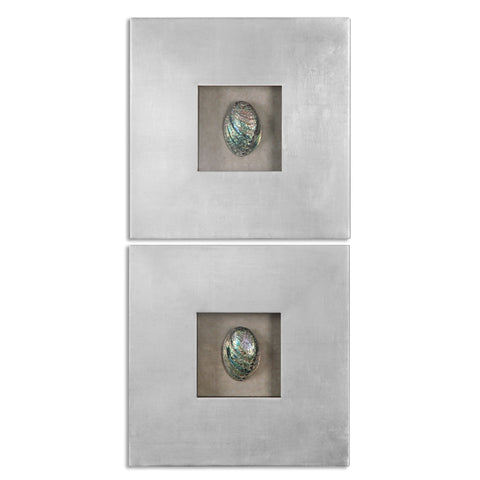 Uttermost Abalone Shells Silver Wall Art, S/2 14544 - BathVault