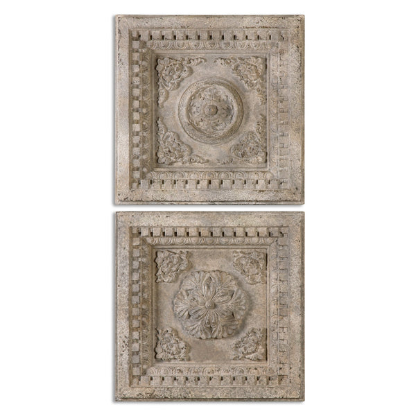 Uttermost Auronzo Aged Ivory Squares, S/2 13910 - BathVault