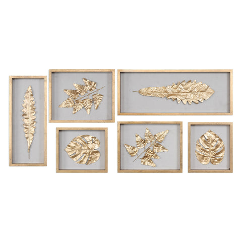 Uttermost Golden Leaves Shadow Box Set/6 04074 - BathVault