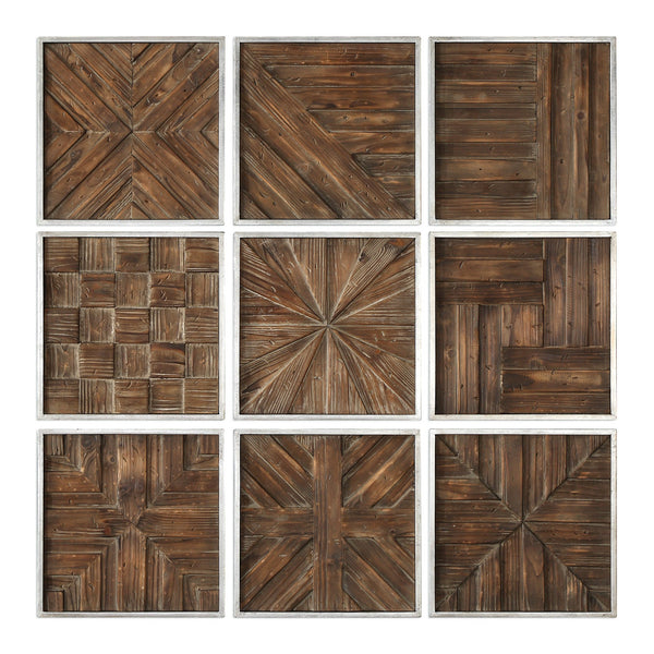 Uttermost Bryndle Rustic Wooden Squares S/9 04115 - BathVault