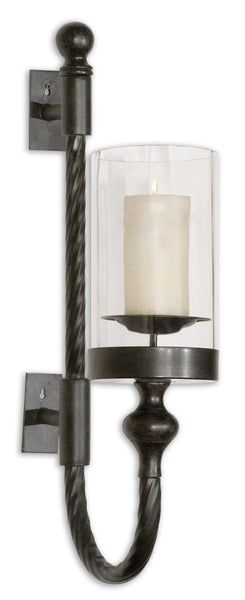 Uttermost Garvin Twist Metal Sconce With Candle 19476 - BathVault