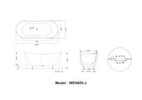 Legion Furniture 67" WHITE ACRYLIC TUB - NO FAUCET - WE6805