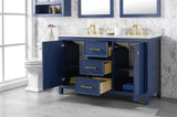 Legion Furniture 54" BLUE FINISH DOUBLE SINK VANITY CABINET WITH CARRARA WHITE TOP - WLF2154-B