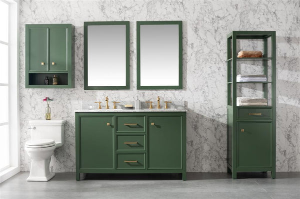 Legion Furniture 54" VOGUE GREEN FINISH DOUBLE SINK VANITY CABINET WITH CARRARA WHITE TOP - WLF2154-VG