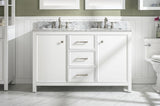 Legion Furniture 54" WHITE FINISH DOUBLE SINK VANITY CABINET WITH CARRARA WHITE TOP - WLF2154-W