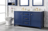 Legion Furniture  60" BLUE FINISH DOUBLE SINK VANITY CABINET WITH CARRARA WHITE TOP - WLF2160D-B