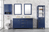 Legion Furniture  60" BLUE FINISH DOUBLE SINK VANITY CABINET WITH CARRARA WHITE TOP - WLF2160D-B