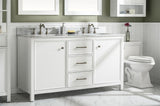 Legion Furniture 60" WHITE FINISH DOUBLE SINK VANITY CABINET WITH CARRARA WHITE TOP - WLF2160D-W