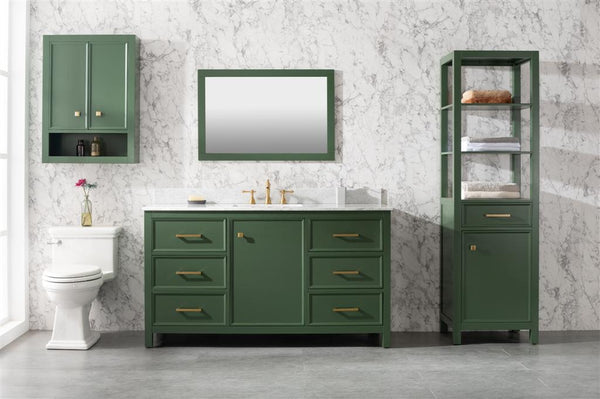 Legion Furniture  60" VOGUE GREEN FINISH SINGLE SINK VANITY CABINET WITH CARRARA WHITE TOP - WLF2160S-VG