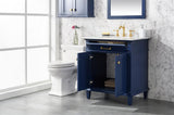 Legion Furniture 30" BLUE FINISH SINK VANITY CABINET WITH CARRARA WHITE TOP- WLF2230-B