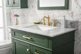 Legion Furniture 36" VOGUE GREEN FINISH SINK VANITY CABINET WITH CARRARA WHITE TOP- WLF2236-VG