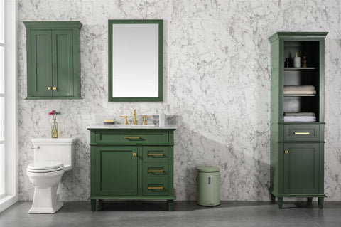 Legion Furniture 36" VOGUE GREEN FINISH SINK VANITY CABINET WITH CARRARA WHITE TOP- WLF2236-VG