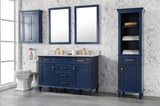 Legion Furniture 54" BLUE FINISH DOUBLE SINK VANITY CABINET WITH CARRARA WHITE TOP- WLF2254-B