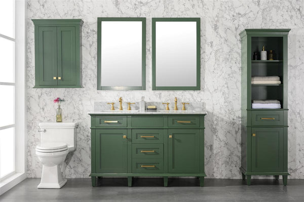 Legion Furniture 54" VOGUE GREEN FINISH DOUBLE SINK VANITY CABINET WITH CARRARA WHITE TOP- WLF2254-VG
