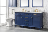 Legion Furniture  60" BLUE FINISH DOUBLE SINK VANITY CABINET WITH CARRARA WHITE TOP- WLF2260D-B