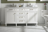 Legion Furniture 60" WHITE FINISH DOUBLE SINK VANITY CABINET WITH CARRARA WHITE TOP- WLF2260D-W