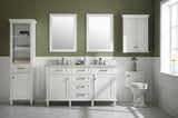 Legion Furniture 60" WHITE FINISH DOUBLE SINK VANITY CABINET WITH CARRARA WHITE TOP- WLF2260D-W