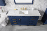 Legion Furniture 60" BLUE FINISH SINGLE SINK VANITY CABINET WITH CARRARA WHITE TOP- WLF2260S-B