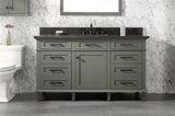 Legion Furniture 60" PEWTER GREEN FINISH SINGLE SINK VANITY CABINET WITH BLUE LIME STONE TOP- WLF2260S-PG