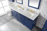 Legion Furniture 72" BLUE DOUBLE SINGLE SINK VANITY CABINET WITH CARRARA WHITE TOP- WLF2272-B