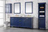 Legion Furniture 72" BLUE DOUBLE SINGLE SINK VANITY CABINET WITH CARRARA WHITE TOP- WLF2272-B