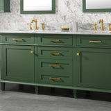 Legion Furniture 72" VOGUE GREEN DOUBLE SINGLE SINK VANITY CABINET WITH CARRARA WHITE TOP - WLF2272-VG