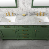 Legion Furniture 72" VOGUE GREEN DOUBLE SINGLE SINK VANITY CABINET WITH CARRARA WHITE TOP - WLF2272-VG