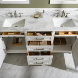 Legion Furniture 72" WHITE DOUBLE SINGLE SINK VANITY CABINET WITH CARRARA WHITE TOP - WLF2272-W