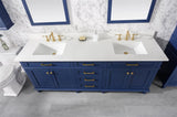 Legion Furniture 80" BLUE DOUBLE SINK VANITY CABINET WITH CARRARA WHITE QUARTZ TOP WLF2280-CW-QZ- WLF2280-B