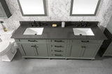 Legion Furniture 80" PEWTER GREEN DOUBLE SINGLE SINK VANITY CABINET WITH BLUE LIME STONE QUARTZ TOP WLF2280-BS-QZ- WLF2280-PG
