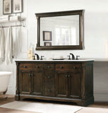 Legion Furniture ANTIQUE COFFEE SINK VANITY WITH CARRARA WHITE TOP AND MATCHING BACKSPLASH WITHOUT FAUCET - WLF6036-60"