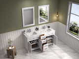 Legion Furniture 60" WHITE FINISH SINK VANITY CABINET WITH CARRARA WHITE TOP - WV2260-W