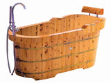 ALFI brand AB1139 61" Free Standing Cedar Wooden Bathtub with Fixtures & Headrest