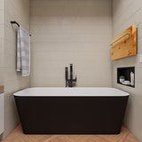 ALFI brand AB9952 67" Black & White Matte Rectangular Solid Surface Resin Soaking Bathtub